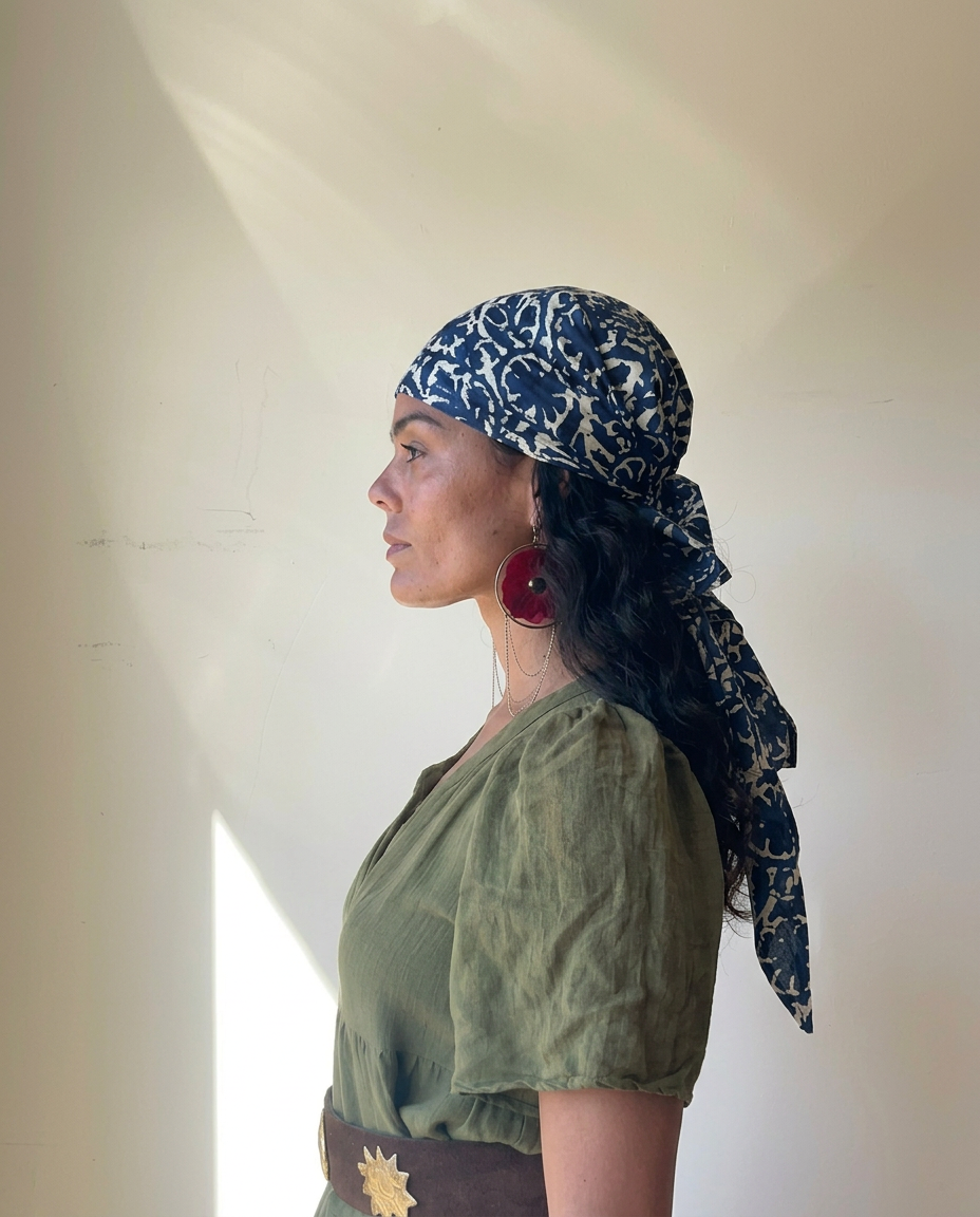deep blue triangle scarf