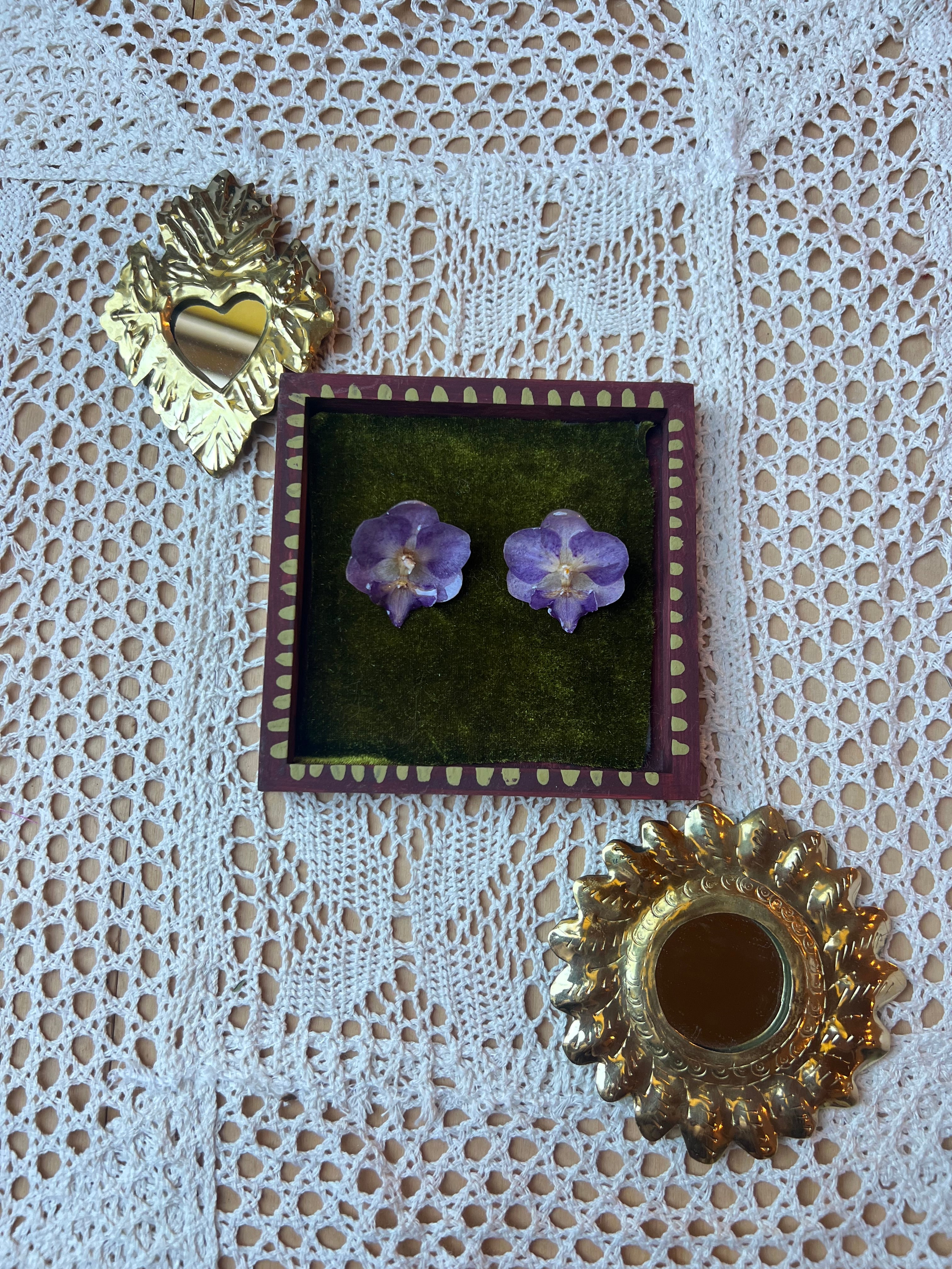 SALE Purple orchid earring studs