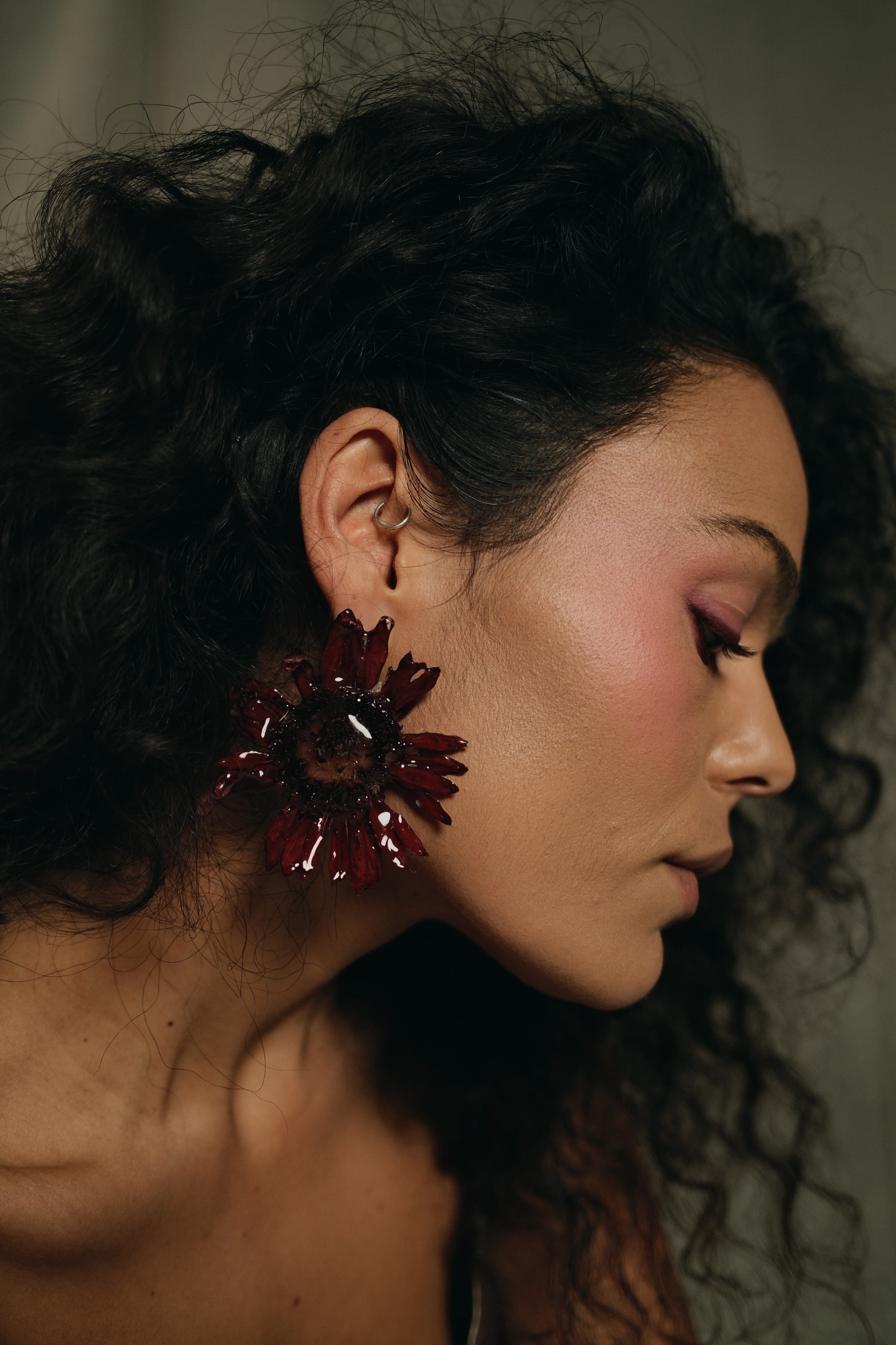 Real gerbara flower stud earrings.