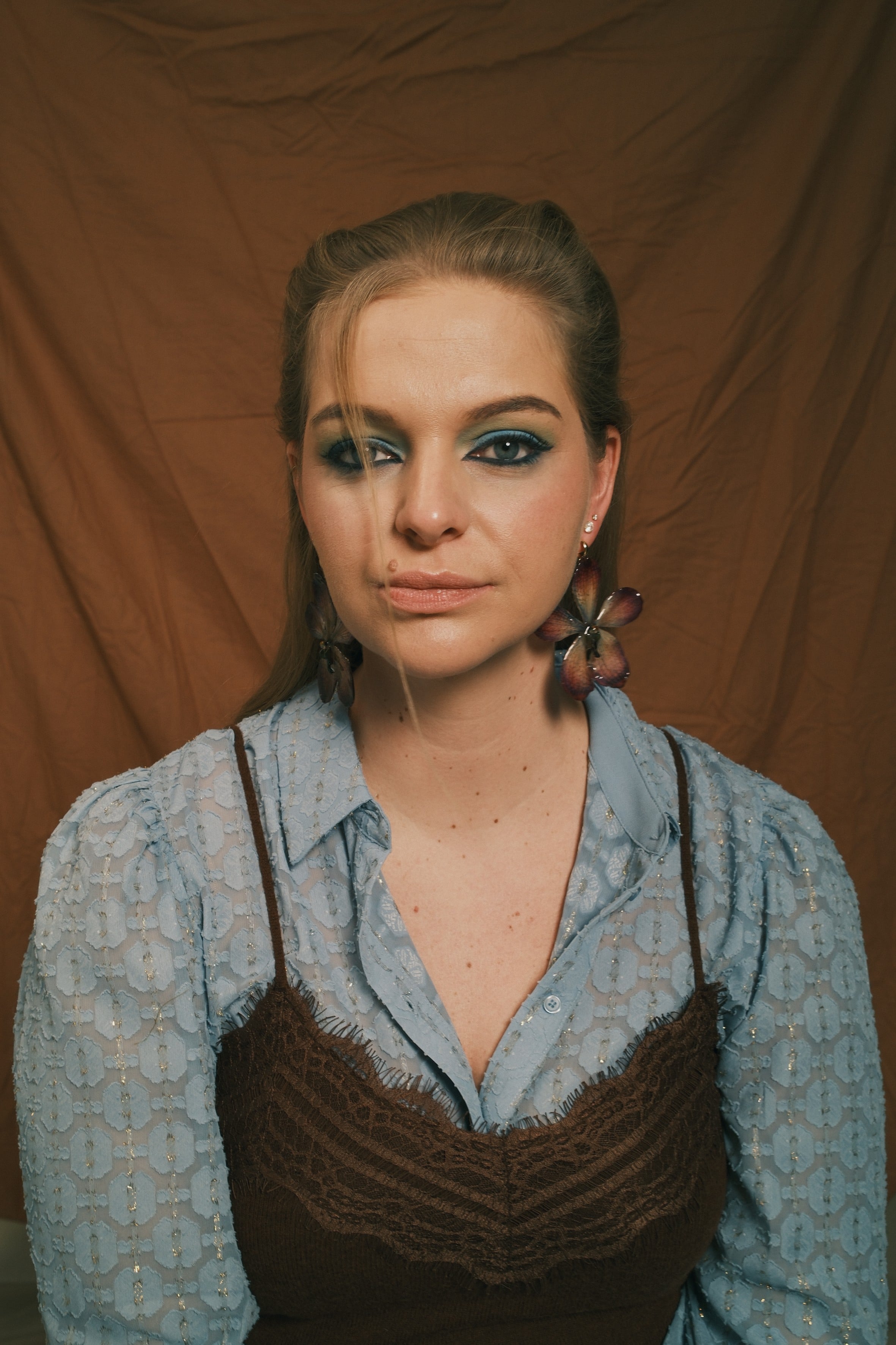 purple orchid earrings