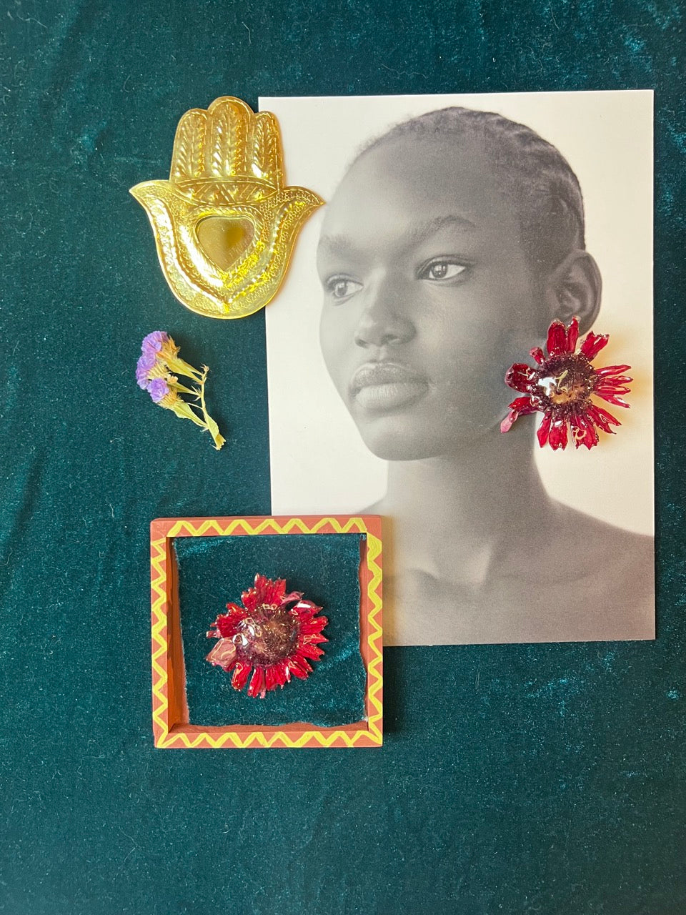 Real gerbara flower stud earrings.