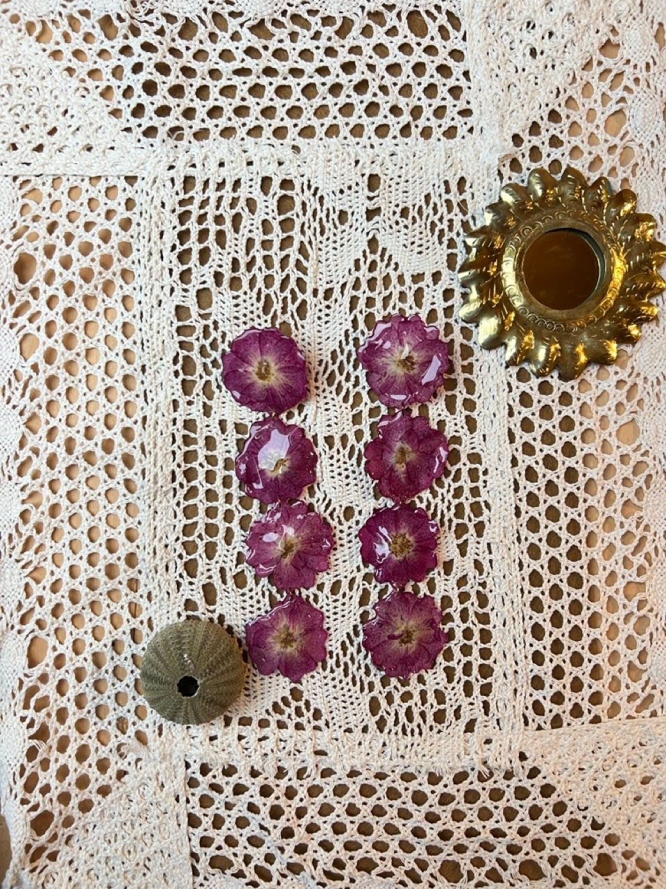 Pink rose stacked dangle earrings