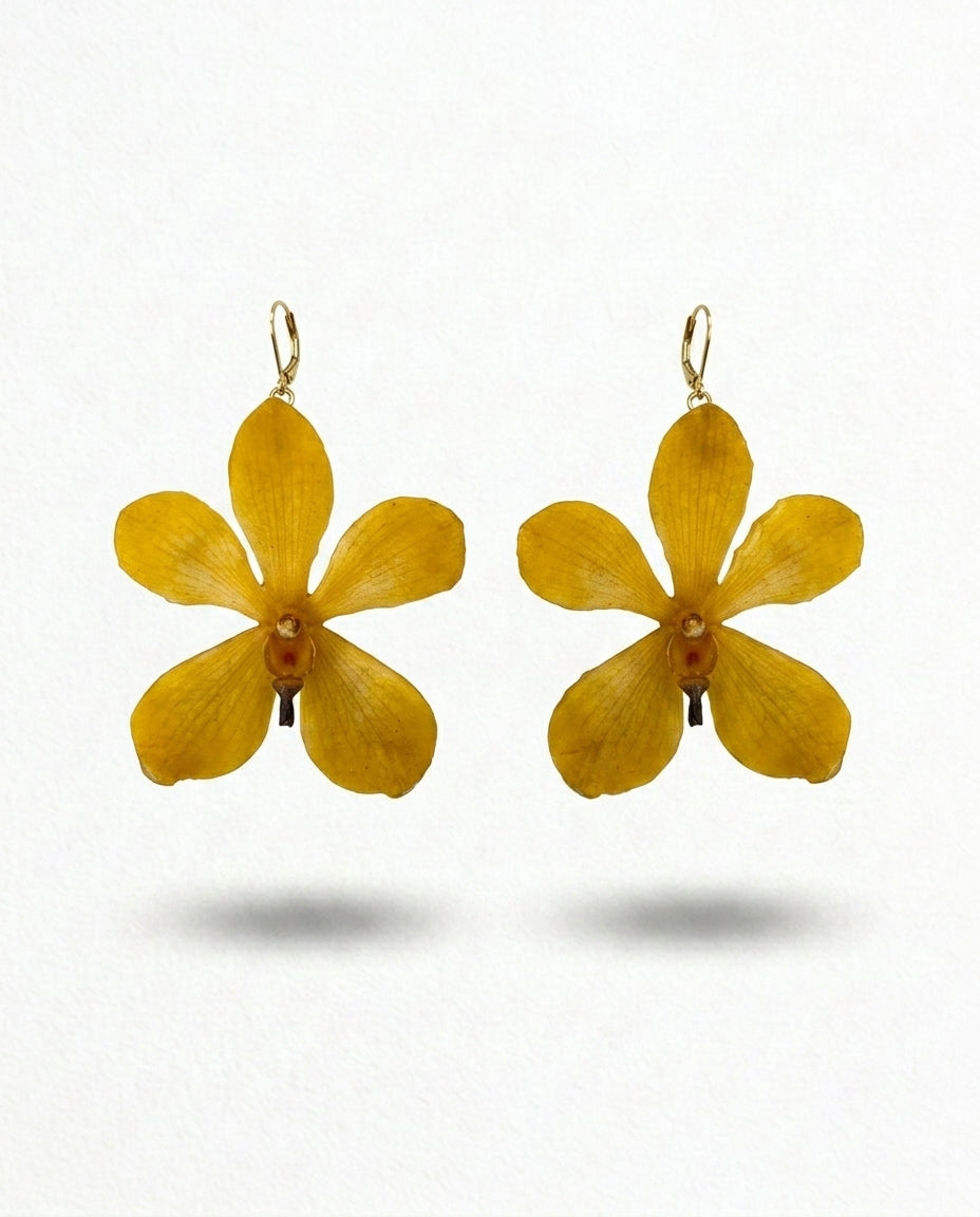 DANGLING ORCHID EARRINGS.
