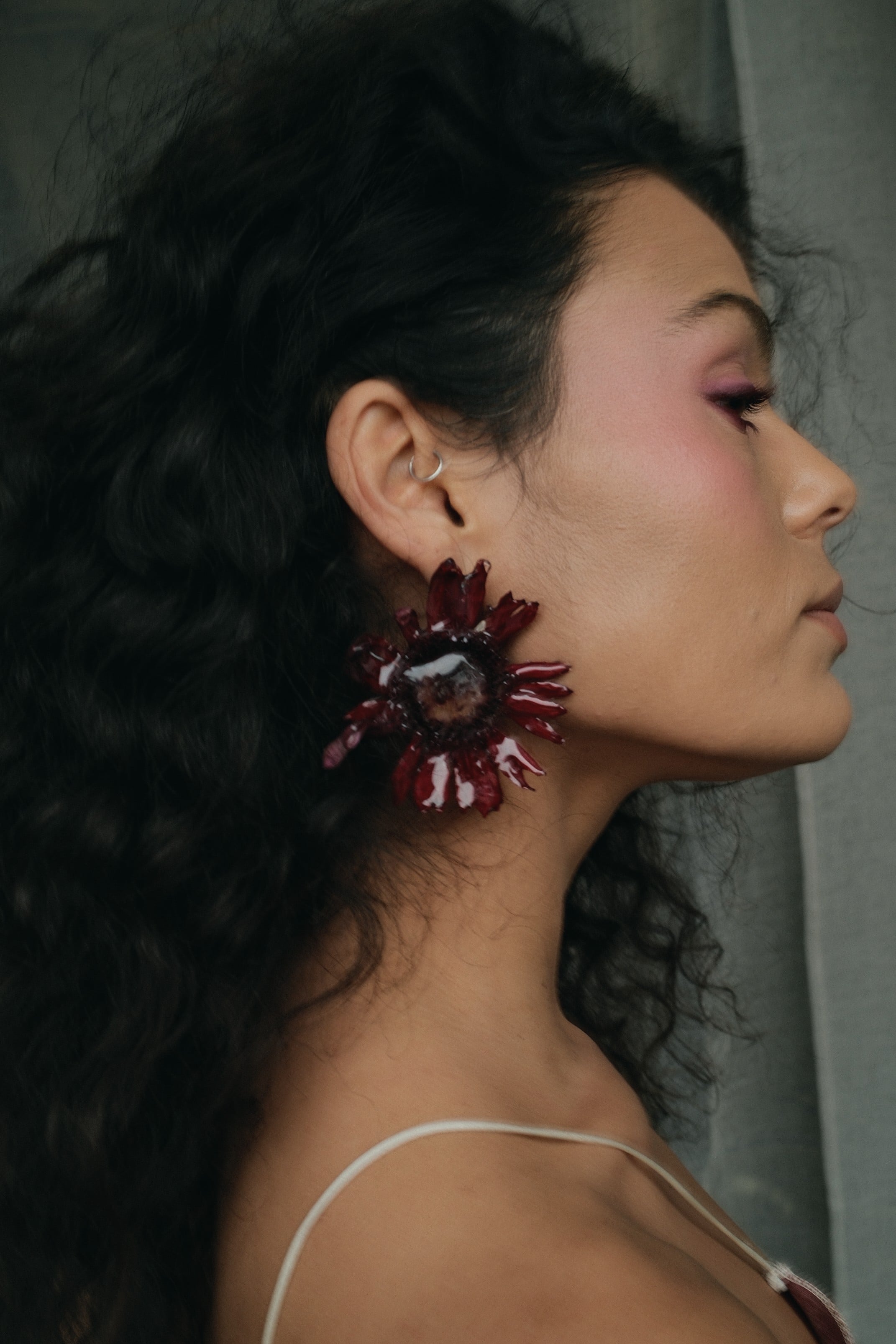 Real gerbara flower stud earrings.