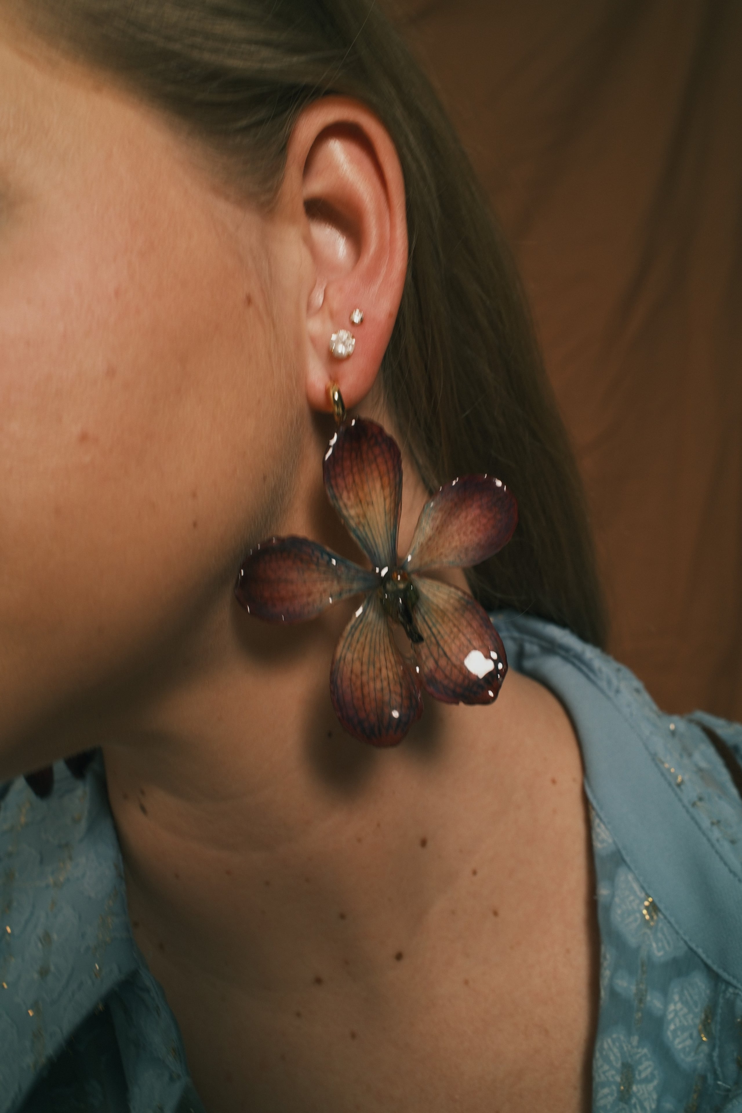 purple orchid earrings