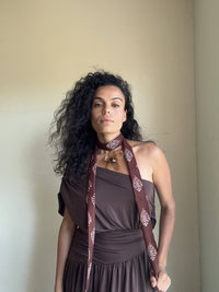 XL brown orchid on choker scarf