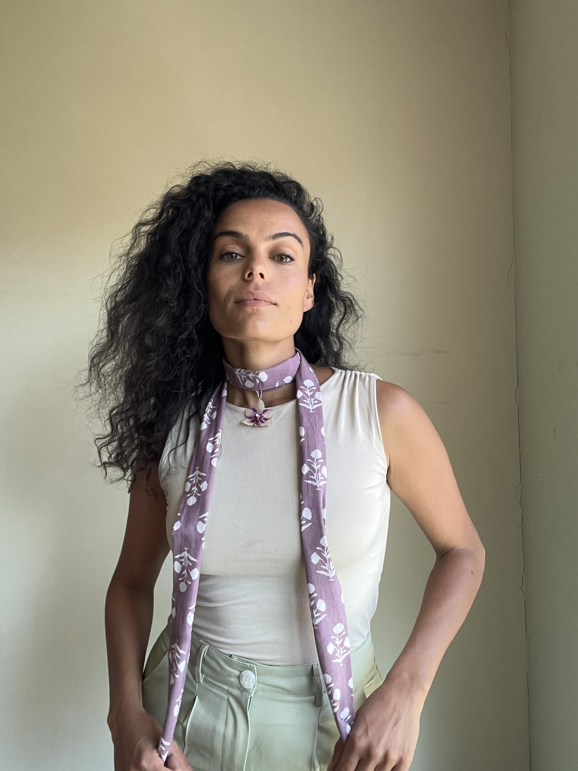 Mini Moth Orchid on Pink Choker Scarf