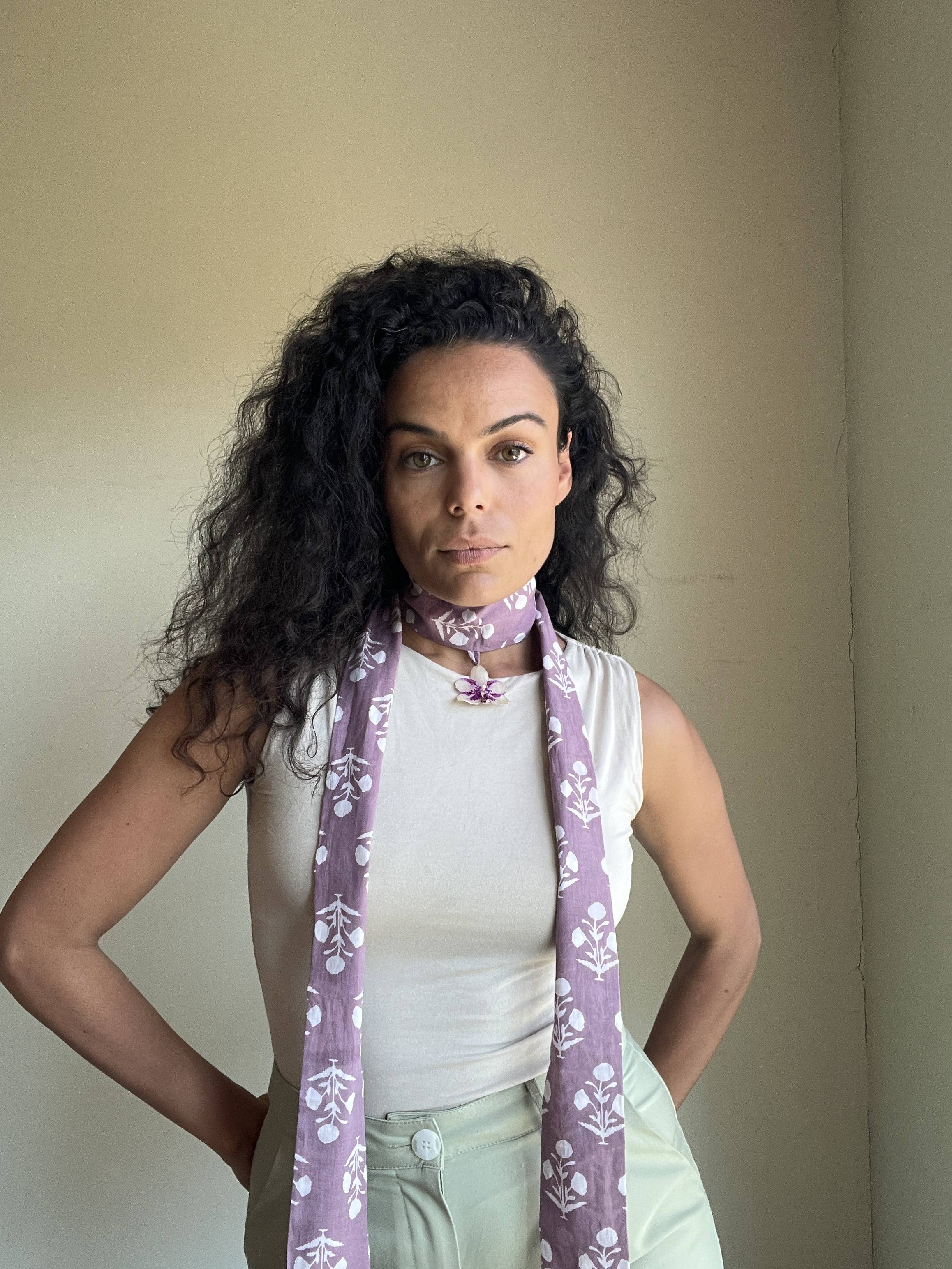 Mini Moth Orchid on Pink Choker Scarf