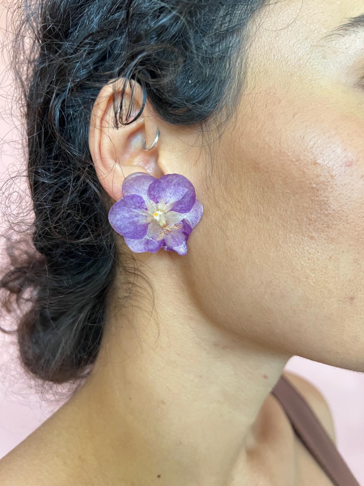 Purple orchid stud